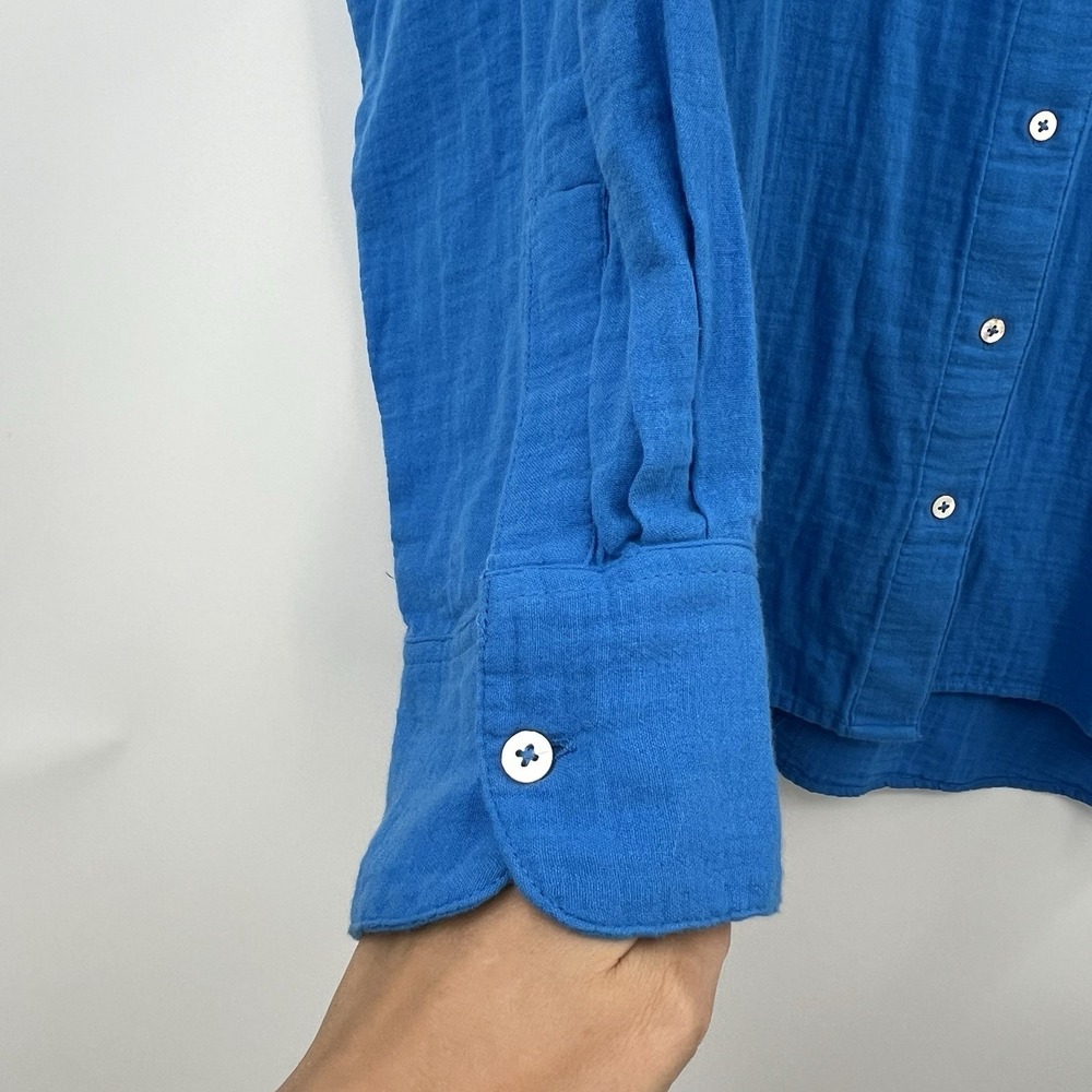 lane bryant dress 22/24 Gauze Colbalt Blue Button Up Blouse Shirt Top Relax Long - Picture 5 of 9